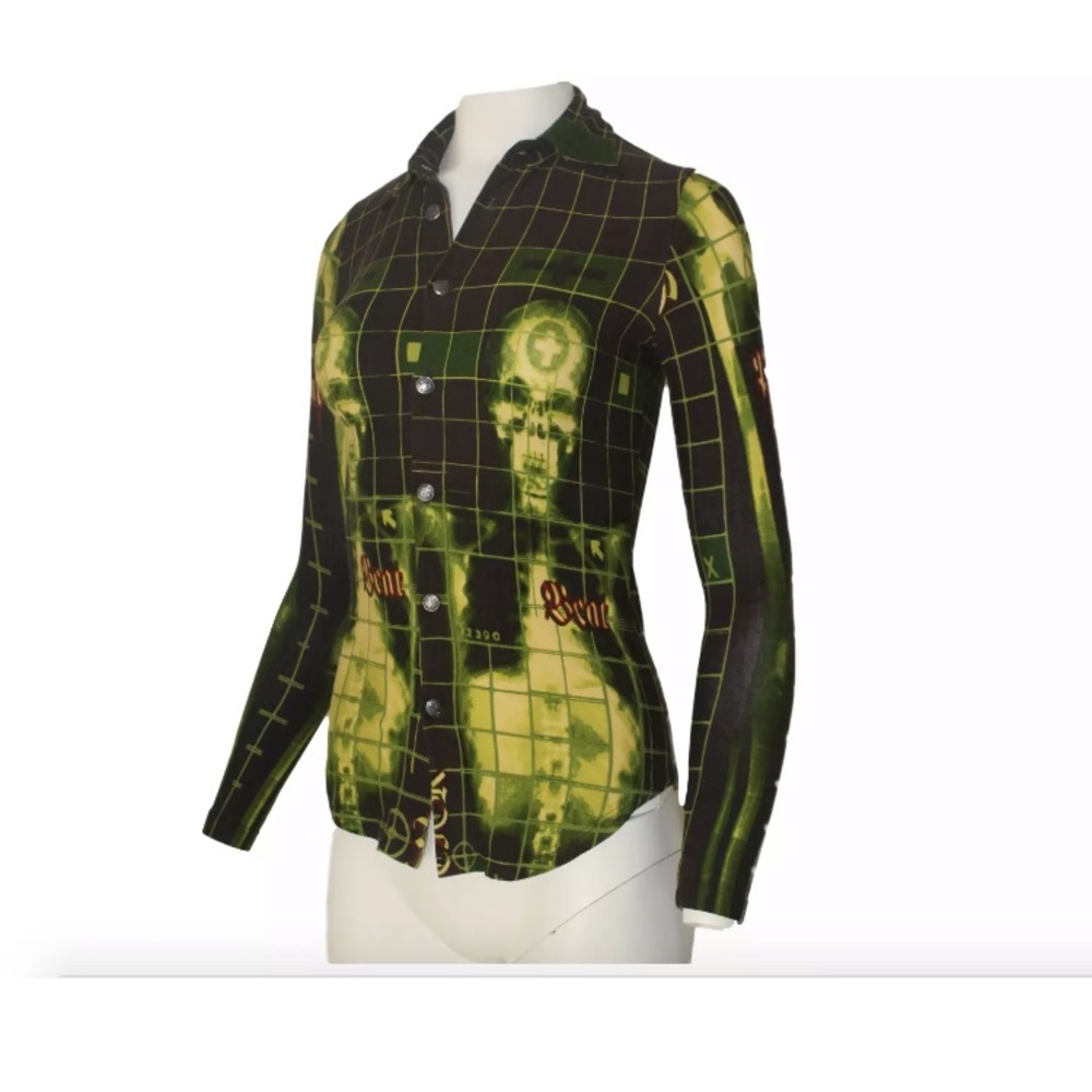 96 gaultier button down x ray skeleton size small